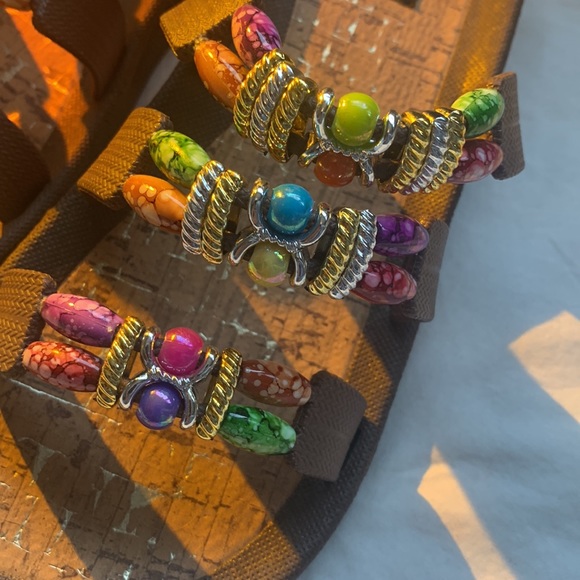 Brown sandals detailed beads slides - Picture 3 of 4